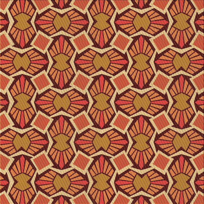 Round Patterned Orange Rug, pat1546org