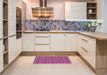 Patterned Rose Red Rug in a Kitchen, pat1546pur