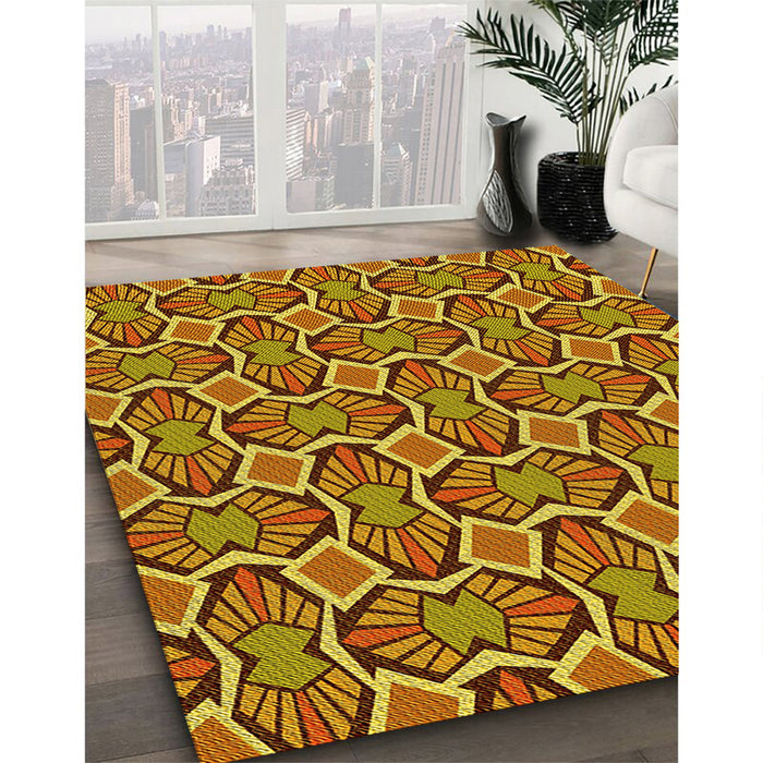 Patterned Tomato Red Rug in Family Room, pat1546yw