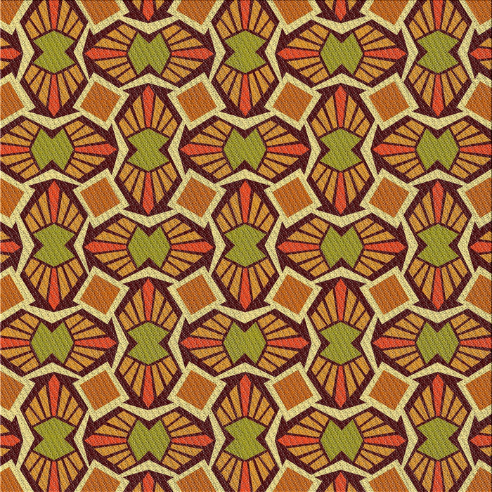 Square Patterned Saffron Red Novelty Rug, pat1546