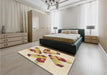 Patterned Golden Blonde Gold Rug in a Bedroom, pat1547brn