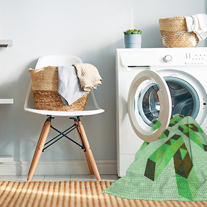 Machine Washable Transitional Green Rug in a Washing Machine, wshpat1547grn