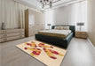 Patterned Khaki Gold Rug in a Bedroom, pat1547org