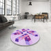 Round Patterned Purple Rug in a Office, pat1547pur