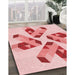 Patterned Pink Rug in Family Room, pat1547rd