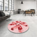 Round Patterned Pink Rug in a Office, pat1547rd