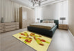 Patterned Cinnamon Brown Rug in a Bedroom, pat1547yw