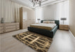 Patterned Peru Brown Rug in a Bedroom, pat1548brn