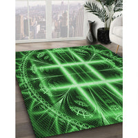 Patterned Deep Emerald Green Rug, pat1548grn