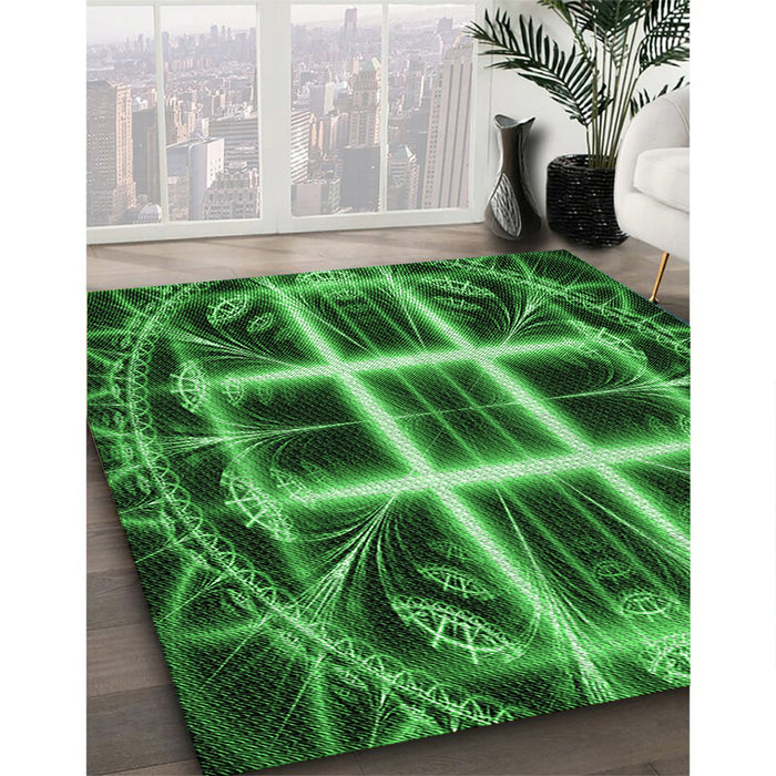 Machine Washable Transitional Deep Emerald Green Rug in a Family Room, wshpat1548grn