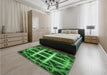 Patterned Deep Emerald Green Rug in a Bedroom, pat1548grn