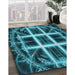 Patterned Bright Turquoise Blue Rug in Family Room, pat1548lblu