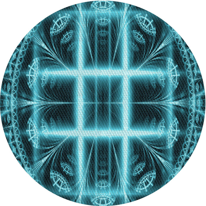 Square Patterned Bright Turquoise Blue Rug, pat1548lblu