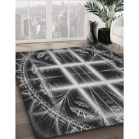 Patterned Charcoal Black Novelty Rug, pat1548