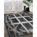 Patterned Charcoal Black Novelty Rug in Family Room, pat1548