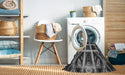 Machine Washable Transitional Charcoal Black Rug in a Washing Machine, wshpat1548