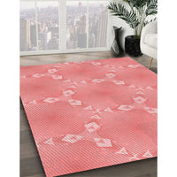 Patterned Light Coral Pink Rug, pat1549rd