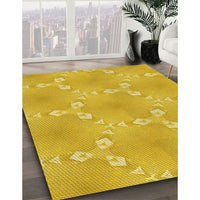 Patterned Gold Yellow Rug, pat1549yw