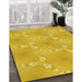 Patterned Gold Yellow Rug in Family Room, pat1549yw