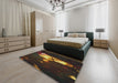 Machine Washable Transitional Brown Rug in a Bedroom, wshpat154