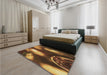 Patterned Red Brown Rug in a Bedroom, pat155brn