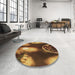 Round Patterned Red Brown Rug in a Office, pat155brn