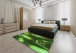 Patterned Dark Forest Green Rug in a Bedroom, pat155grn