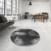 Round Patterned Gray Rug in a Office, pat155gry