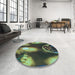 Round Patterned Green Rug in a Office, pat155lblu