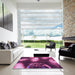 Square Patterned Neon Pink Rug in a Living Room, pat155pur