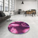 Round Patterned Neon Pink Rug in a Office, pat155pur