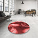 Round Patterned Red Rug in a Office, pat155rd