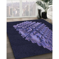 Patterned Night Blue Rug, pat1550blu