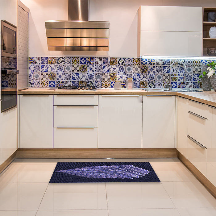 Patterned Night Blue Rug in a Kitchen, pat1550blu