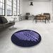 Round Patterned Night Blue Rug in a Office, pat1550blu