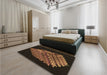 Patterned Saddle Brown Rug in a Bedroom, pat1550brn