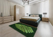 Patterned Dark Lime Green Rug in a Bedroom, pat1550grn