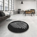 Round Patterned Ash Gray Rug in a Office, pat1550gry