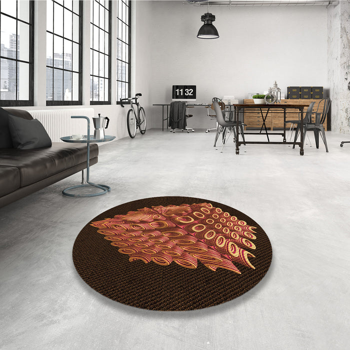Round Patterned Mahogany Brown Rug in a Office, pat1550org