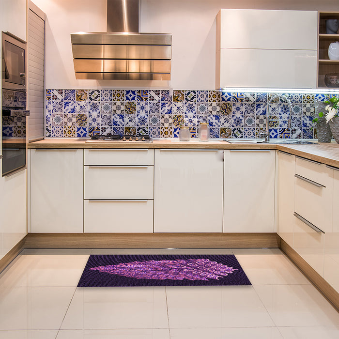Patterned Dark Purple Rug in a Kitchen, pat1550pur