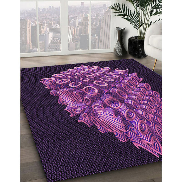 Patterned Dark Purple Rug in Family Room, pat1550pur