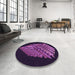 Round Patterned Dark Purple Rug in a Office, pat1550pur