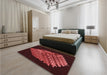Patterned Fire Brick Red Rug in a Bedroom, pat1550rd