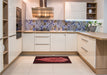 Patterned Fire Brick Red Rug in a Kitchen, pat1550rd