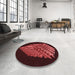 Round Patterned Fire Brick Red Rug in a Office, pat1550rd