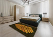 Patterned Black Brown Rug in a Bedroom, pat1550yw