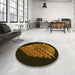 Round Patterned Black Brown Rug in a Office, pat1550yw