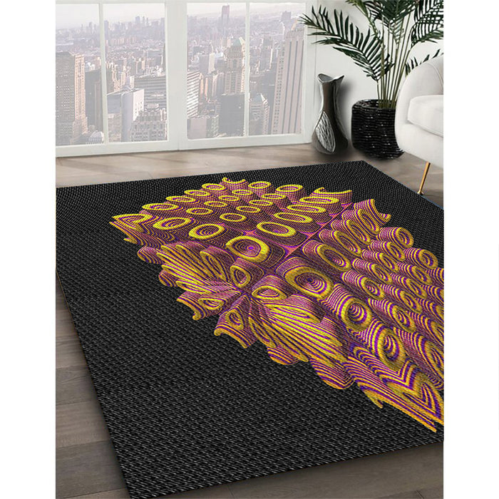 Patterned Brown Novelty Rug in Family Room, pat1550