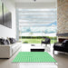 Machine Washable Transitional Green Rug in a Kitchen, wshpat1551grn