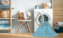 Machine Washable Transitional Bright Turquoise Blue Rug in a Washing Machine, wshpat1551lblu